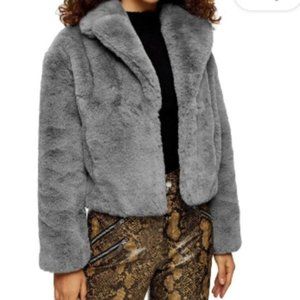 Topshop Faux Fur Grey Jacket/Coat